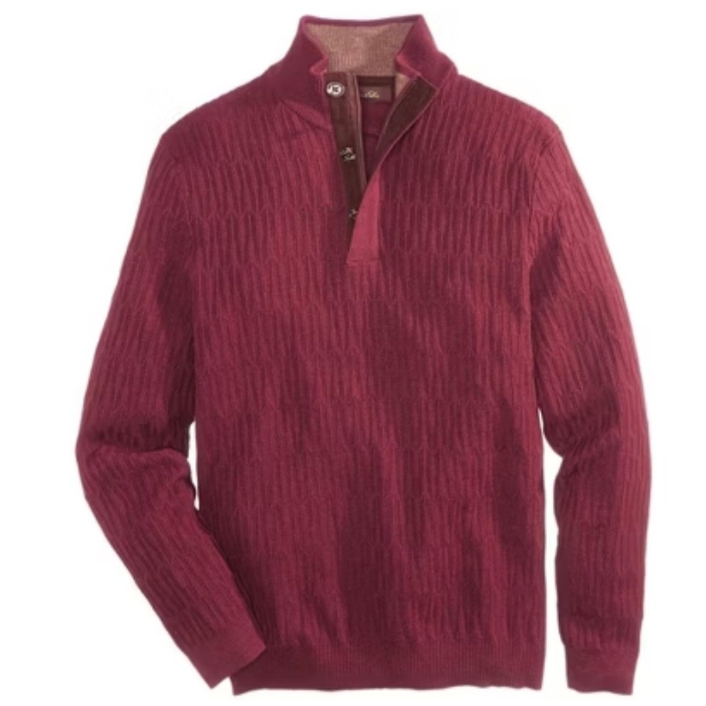 NWT Tasso Elba Mens Quarter Zip 100% Supima Cotton 3 Button‎ Sweater Large